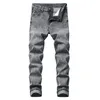 Jeans pour hommes hommes Patch Design classique Homme Denim droit coton lavé pantalon gris marque mode décontracté Homme