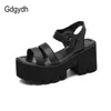 gdgydh الأسود منصة النساء الصنادل الصيف الإناث أحذية امرأة كتلة كعب الأزياء مشبك السببية الصنادل جودة عالية 220425