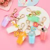 Keychains Acrylic Milk Bottle Tortoise Penguin Keychain Simulation Cup Liquid Quicksand Women Couple Bag Charm Keyring Gifts Enek22