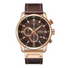 Mens Watch Leather Quartz Waterproof Calendar Watch