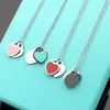 Blue box love Heart Necklace for Woman couple high quality ceramics 45cm red pink collarbone chain fashion Girls Jewelry Womens Luxury Designer pendant necklace