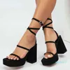 Brand Big Size 42 Summer Green Goth High Heels Sexy Party Chunky Platform Sandals Shoes Women