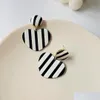 Hoop Huggie Fashion Jewelry S925 Sier Post Earrings White Black Stripe Peach Heart Dangle Stud Drop Delivery Dhasm