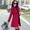 Kvinnors ullblandningar Woolen Coat Women Yellow M-3XL Plus Size 2022 Autumn Winter Korean Fashion Slim Office Lady Professional Clothing LD14