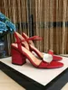 Top quality heeled sandals Coarse leather Classic High heel Suede womens sneakers Slides shoes Metal buckle parties heels Belt Luxury designers Sexy Lady slipper