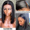 Dantel Peruk Kısa Bob Peruk Kemik Düz 13x4 Frontal İnsan Saç Siyah Kadınlar Için Preplucked Doğal Brezilyalı T Parçası Peruk Dantel