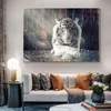 White Tiger Cool Animal Abstract Canvas Målningsaffischer och tryck väggkonst Bild för vardagsrum sovrum heminredning cuadros