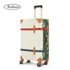 Beasumore Japan Korea Retro PU Leer Rolling Bagagesets Spinner Dames kofferwiel Trolley Handtas Reistas J220707