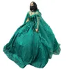 Filles mexicaines chasseur Vert Quinceanera Robes avec cape Corset à lacets Applique Sweet 16 Prom Pageant Robes Vestidos de XV anos