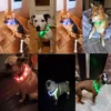 Collari per cani Guinzagli Collare per animali domestici USB ricaricabile Avviso di sicurezza notturno Illuminato regolabile Taglio in silicone per ridimensionareCane