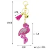 Keychains Creative Korea Velvet Flash Flamingo Keychain Ladies Bag Tassel Pendant Mini Animal Car PendantKeychains Emel22