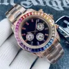 2024 Montre pour hommes Montres mécaniques automatiques 40mm en acier Rainbow Diamond Bezel Montres-bracelets saphir étanche Montre orologio di lusso 2813 mouvement coloré