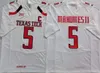 Maglie da uomo Ncaa Texas Tech # 5 Patrick Mahomes Ii College Football Vintage C Patch Nero Rosso Bianco Grigio S-xxxl