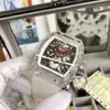 Luxury Mens Mechanics Watch Richa Milles Men's Automatic Mechanical Watch Personlighet Fashion Transparent Crystal Hollow Tape Tide Wine Sdqjx