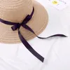 Cappelli a tesa larga Cappello estivo da sole Visiera con fiocco Temperamento Paglia piatta Donna Mare Spiaggia Vacanza Tempo libero Protezione solare Cappello da viaggioWide Chur22