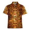 Men's Polos Golden Flower Luxury Baroque Man Shirt Mens Casual 3d Print Zip Men Short Sleeve High Quantity MenMen's Men'sMen's