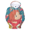 Herrtröjor tröjor anime ponyo på klippan 3d tryck hoodie harajuku streetwear tecknad film män kvinnor mode coolmen's