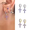 Hoop & Huggie Exquisite Star Cross Round Earrings For Women Men Zirconia Piercing Dangle Copper Fashion JewelryHoop &Hoop Kirs22