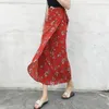 Vrouwen Bloemenprint Chiffon Lange Rok Zomer Stijlvolle Midirok OnePiece Laceup Wikkelrok Vakantie Zonnebrand Strand Rokken Sexy 220521