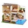 DIY Dollhouse Wooden Doll Houses Miniature Doll House Furniture Kit Casa Music Led Toys for Children Birthday Gift K16