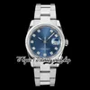 DIWF diw126234 SA3235 Automatische Herrenuhr 36 mm geriffelte Lünette blaues Zifferblatt Diamanten Marker 904L Oystersteel Armband mit gleicher Seriennummer Garantiekarte Ewigkeitsuhren