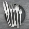 Flatware Sets 6Pcs Western Matte Silver Steak Knife Dinnerware Set 18/10 Stainless Steel Tableware Cutlery Dinner KnivesFlatware