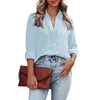 Women's Blouses Shirts Dames Casual Solid Long Sleeve V Neck Button Down Summer Sheer Tops Athletic Women Women's