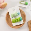 2 PCS甘い女の子シンプルな小さな新鮮な緑の生地の花弓ヘアピンヘッドウェアファッション韓国の子供用BBクリップヘアアクセサリー