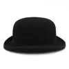 Gemvie 4 kolory 100% wełniane czapkę z melonikiem dla mężczyzn satynowa podszyta przyjęcie mody formalne Fedora Costume Magician Hat 220507