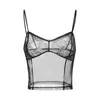 Women's Tanks & Camis Women's Lace Crop Cami Tops Sheer Mesh Sleeveless Spaghetti Strap Tight CamisoleWomen's