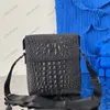 Designväska män axelpåsar mode crossbody handväska högkvalitativ krokodil läder plånbok portfölj messenger pack tote handb281z