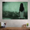 Tapisseries effrayant sombre Halloween tapisserie Zombie Sadako tenture murale tissu sorcière ésotérique occulte hippie maison femme décor Anime personnaliséTa