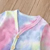 Vår Höst Baby Tie Dye Kläder Ställer Tjejer Långärmad Knapp Top + Byxor 2st / set Spädbarn Hem Ställer Barnkläder