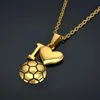 Anhänger Halsketten Fußball Emaille Schmuck Gold Farbe Edelstahl Fitness Fußball Sport Kette Für Männer Frauen JoyasPendant