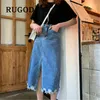 Rokken Rugod Onregelmatig Jupe Femme Split Hoge Taille Slanke Denim Rok Casual Party Faldas Largas Mujer