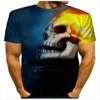 T-shirts pour hommes Harajuku Skull Print T-shirt Casual Oversized Short Sleeve Streetwear Hip Hop 3D Top