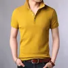 Modemärken polo skjorta mäns 100% bomull sommar smal passform kort ärm solid färg pojkar polos casual mens kläder 220608