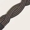 Belts Full Rivet Gold Studded Women Cross PU Leather Wide Elastic Hip Hop Strap Waistband Ladies CummerbundsBelts