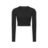 09 Crop Tops Women Yoga T-shirts Solid Sports Top Long Sleeve Running Shirts Sexy Exposed Navel Quick Dry Fitness Gym Sport Wear9623044