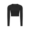 LU-09 Crop Tops Women Yoga T-shirts Solid Sports Top Long Sleeve Running Shirts Sexy Exposed Navel Quick Dry Fitness Gym Sport fhfd