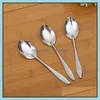 Wholesale Stainless Steel Long Handle Spoon Flatware Home School El Spoons Kids Baby Rice Scoop Drop Delivery 2021 Kitchen Dining Bar Gar