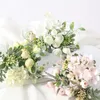 Dekoratif Çiçek Çelenk Branchs Hydrengea Yapay Buket İpek Blooming Sahte Şakayık Gelin El Çiçek Roses Düğün Merkezi Düğün