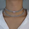 Iced Out Bling 7mm Crystal Miami Cuban Link Chain Choker Halsband för Lady Micro Pave CZ Miami Chokers Women Jewelry9089736
