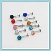 Tongue Rings Body Jewelry Anti-Allergy Surgical Steel Women Handmade Epoxy Crystal Piercing Barbells 16Mm Drop Delivery 2021 Roea2