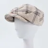 Bérets hommes Sboy casquette béret laine chapeau Tweed Gatsby octogonal Plaid femmes Vintage marque hiver printemps bec de canard chapeauxbérets