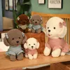 Pc Cm Bellissimo vestito Teddy Dog Peluche Simpatici animali Bambole Kawaii Cucciolo Cuscino riempito per neonati Regali per bambini J220704