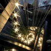 Lampes suspendues Meteor Rain Escalier Lustre Moderne Minimaliste LED Chambre De Luxe Restaurant El Escaliers Rotatifs Creative Starry LampPendant