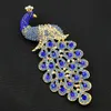 Broche Paon en Strass Bleu Saphir Taille Jumbo