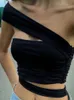 Sexig Tube Top Strapless Women Tank Fashion Ruched Hollow Out Slim Crop s Elegant One Shoulder Party Vest 220316