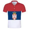 セルビア共和国ポロシャツDIY無料カスタムメイド名番号SRBIJA SRB TシャツSRPSKI Nation Flag SERBIEN COLLEGE PRINT CLOSSION 220702